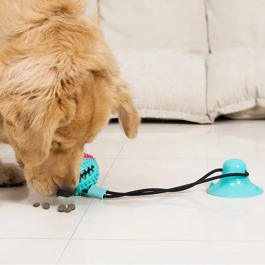 Interactive Dog Ball Toy With Suction Cup For Chewing And Tugging