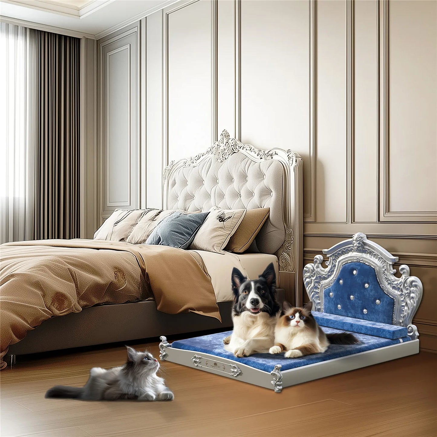 Luxury Pet Bed with Headboard